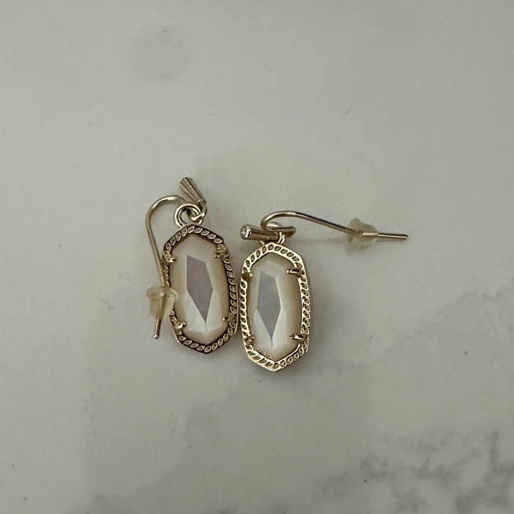 Kendra Scott Gold Earrings with Soft White stones